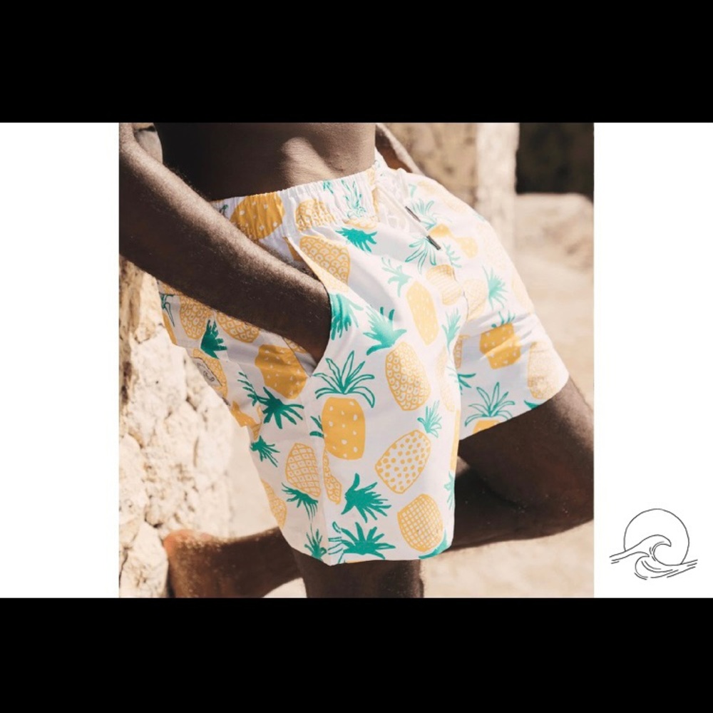 AGOS & CO Pina Colada pineapple print swim shorts